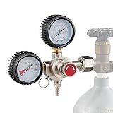 CO2 Druckminderer, Bierzapfanlage Druckminderer mit 2 Manometer Einstellbarer Druck CO2 Druckregler...