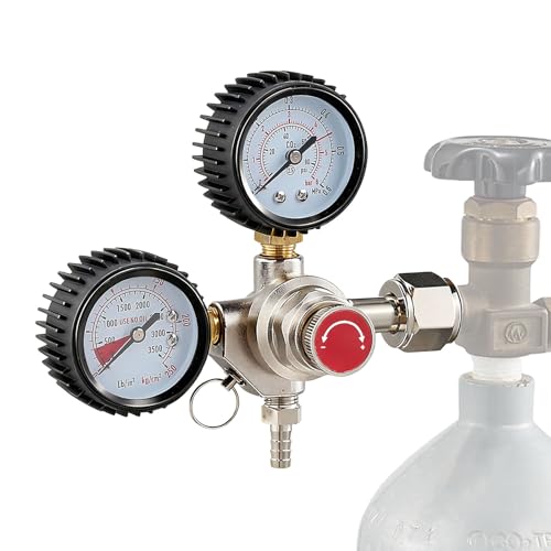CO2 Druckminderer, Bierzapfanlage Druckminderer mit 2 Manometer Einstellbarer Druck CO2 Druckregler W21,8 x 1/14' Anschluss CO2 Regulator für Bierbrauen Bier Zapfanlage