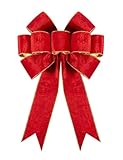 Utehilly 1Pack Large Christmas Bows Velvet Red Bows Holiday Red Christmas Bows Decorations for Wreath Velvet Bows Decor for Christmas Tree Topper, Front Door, Outdoor(14 * 12 inch)