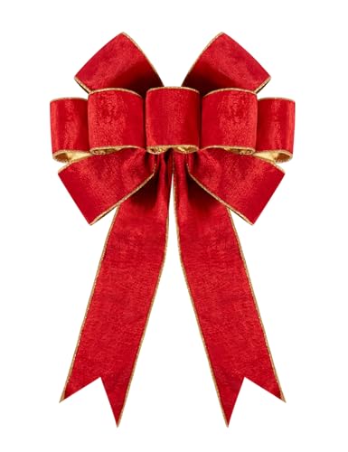 Utehilly 1Pack Large Christmas Bows Velvet Red Bows Holiday Red Christmas Bows Decorations for Wreath Velvet Bows Decor for Christmas Tree Topper, Front Door, Outdoor(14 * 12 inch)