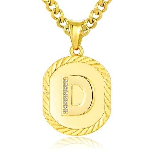 ADMETUS 24K Gold-Plated D Initial Pendant Necklace