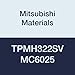 Mitsubishi Materials TPMH322SV MC6025 Coated Carbide TP Type Positive Turning Insert with Hole, Unstable Cutting, Triangular, 0.375" IC, 0.125" Thick, 0.031" Corner Radius, SV Breaker (Pack of 10)