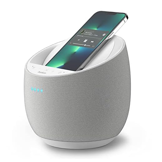 Belkin SoundForm Elite Hi-Fi Smart Speaker + Wireless Charger (Alexa Voice-Controlled Bluetooth Speaker) Sound Technology by Devialet (White)
