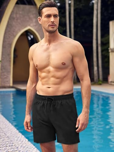 Mens Swim Trunks Swim Shorts Quick Dry 7 inch Inseam Beach Shorts with Compression Mesh Liner and Pocket4