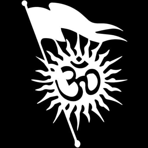Image of KREEPO Pack of 2 Om & Flag Religious Self-Adhesive Vinyl Car Decal Sticker for Exterior Use| Dashboard| Windshield (White)
