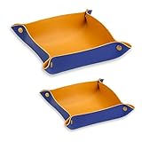 Sutfmwe Leather Jewelry Valet Tray, Stylish Folding Travel Organizer Tray for Women and Man, Leather