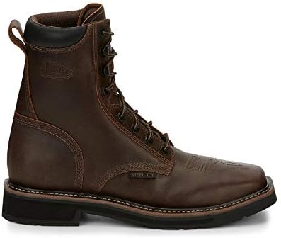 Justin Men's Pulley Lace-Up Work Boot Steel Toe Brown 10.5 D(M) US | Image 1