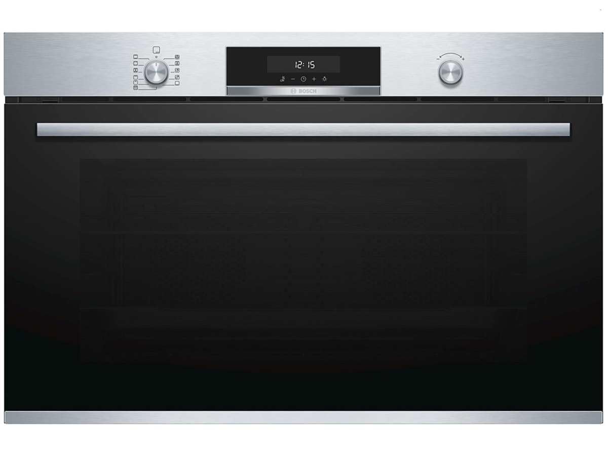 Bosch VBD5780S0 Serie 6 Einbau-Backofen, 60 x 90 cm extra breit, Pyrolyse Selbstreinigung, LCD-Touchdisplay, Versenkknebel, 1-fach ebenunabhängiger Teleskop-Auszug