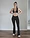 AUROLA Fire Flare Leggings for Women, Crossover High Waisted Yoga Pants Tummy Control Wide Leg Bootcut Leggings-30 Inseam(Black,M)