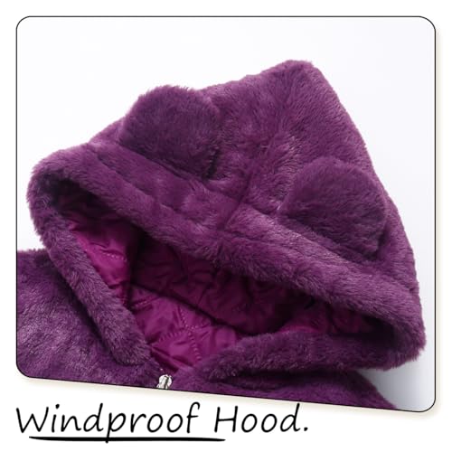 Girls Fleece with Hooded Winter Coat Cute Warm Jacket Size 4-12T Stylish Clothes3