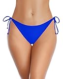 Holipick Royal Blue Bikini Bottoms for Women String Bathing Suit Bottom with Moderate Coverage Low Waist Swim Bottom S