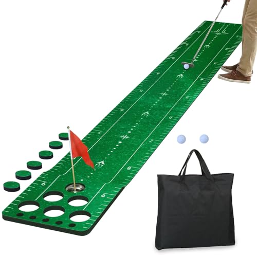 Chriiena Golf Putting Game Mat, Indoor Putting Green Set with