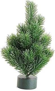 Mini Christmas Tree Artificial Xmas Trees Table Top Decorations Fake Tree Small Wooden Base Desktop Decorative Indoor Tabletop Decor Winter Crafts Ornaments Green Home Office 22 Cm 1 Pcs