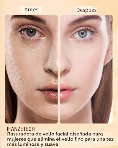 Miniatura 7 de Rasuradora Facial Mujer Recortadora De Cejas Electrica: Ifanzetech Rasuradora Facial Electrica Eliminar El Vello Sin Dolor Con Luz Smartlight Labio Superior, Barbilla, Mejillas Y Cejas Regalo Mujer