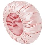 AOGOE Gorro de ducha para mujer, impermeable, triple capa, para pelo, gorro de ducha con forro microfibra gruesa, fuerte absorción, reutilizable