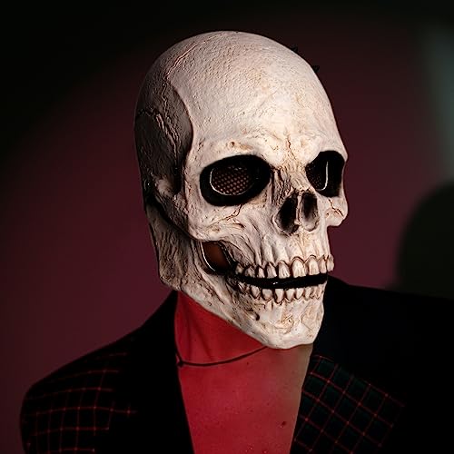 Kjocos Skull Mask Moving Jaw Halloween Creepy Skeleton Latex Mask With Gloves Full Head For Adults Party Costumes thumb #3