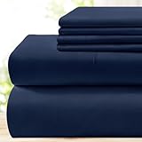 BYSURE 6 Pieces Bed Sheets Set(King, Blue Navy) - Hotel Luxury Super Soft 1800 Thread Count 100% Microfiber Sheets with Deep Pockets, Wrinkle & Fade Resistant