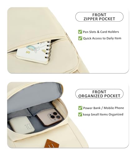 Image of abshoo Classical Basic Womens Travel Backpack For College Men Water Resistant Bookbag (Cream Beige)