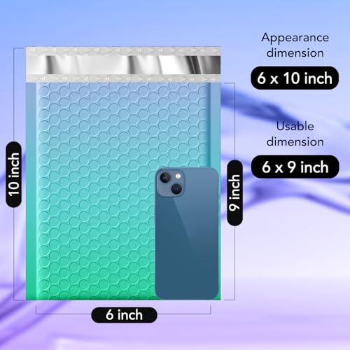 Image of Fuxury Cute Design Bubble Mailers 6x10 inch 600 Pack Opaque Padded Envelopes | Usable Size 6x9 inch Durable Pattern Bubble Shipping Envelopes for Mailing Jewelry Thick Bubble Padded Mailers Fairyland Green