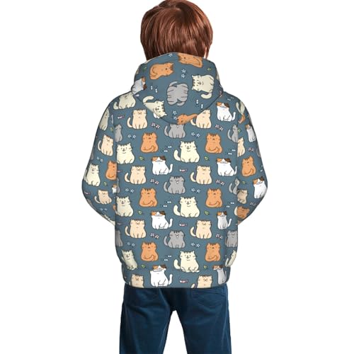 Cute Cartoon Cat Kid Hoodies Boys Sweatshirts Girls Pullover with Pocket4