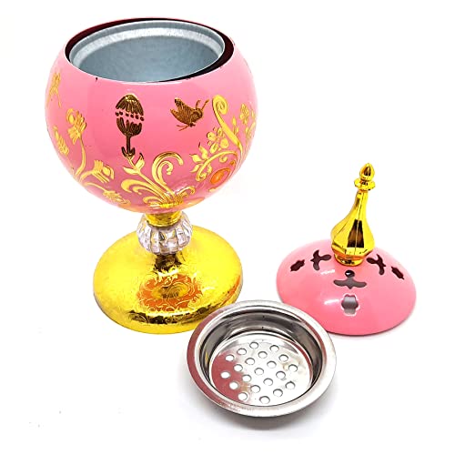 Turíbulo Incensário de Mesa em Metal Rosa e Dourado