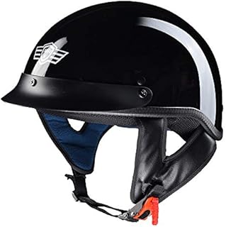 AHR Half Face Motorcycle Helmet DOT Approved Half Skull Cap Half Helmet for Bike Cruiser Chopper RUN-C, Gloss Black, M