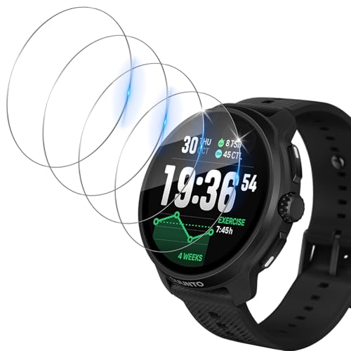 Funrae Protector de Pantalla para Suunto RACE 2 [4 piezas], Cristal Templado Protective Film [No Burbujas] [Anti-Arañazos] HD 9H Vidrio Templado Saver