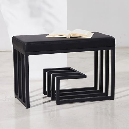 Banc à chaussures moderne du milieu du siècle noir avec rangement - 2