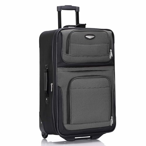 Travel Select Amsterdam Softside Expandable Luggage with Rolling Wheels, Gray, 25-Inch Medium