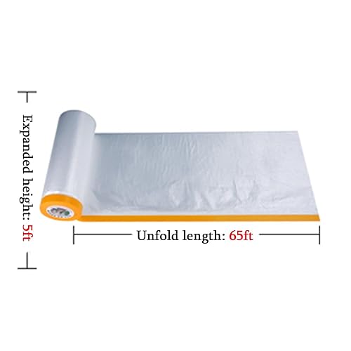 Miniatura 8 de Andech Película de enmascaramiento precintada, para cubrir automóviles, pintura y enmascarar (tamaño  rollo de 5 x 65 pies)