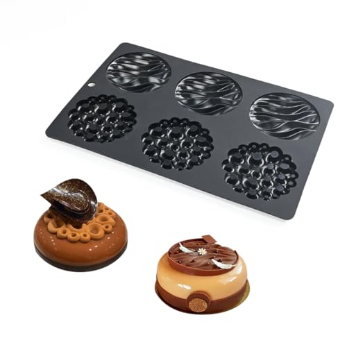 ANGOOD Silicone Mold, 6-Cavity Chocolate Mousse Cake Molds, Baking Mould for Desserts, Pastry, Candy, Non-Stick Food Grade Silicone Baking Pan (C_ Round)