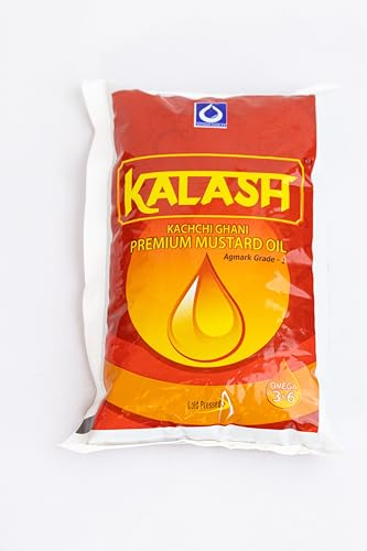 Image of KALASH Kachi Ghani Pure Mustard Oil | 1 LTR POUCH | Nutrient-Rich & Chemical-Free | Mustard Seeds | Retains Natural Flavour & Aroma | Ideal for Cooking & Wellness