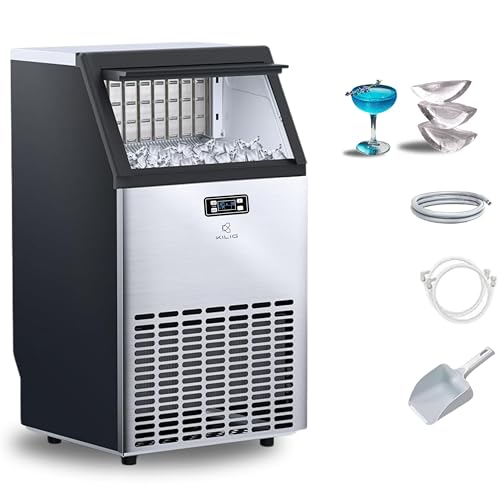 Image of Kilig C45 Commercial Clear Ice Maker Machine, 45 KG /Day Capacity, Self Cleaning Function, Self Timer Function,15kg Storage, 64 Ice Pieces / 11-20 Minutes - for Offices, Cafes, Restaurants and Bars