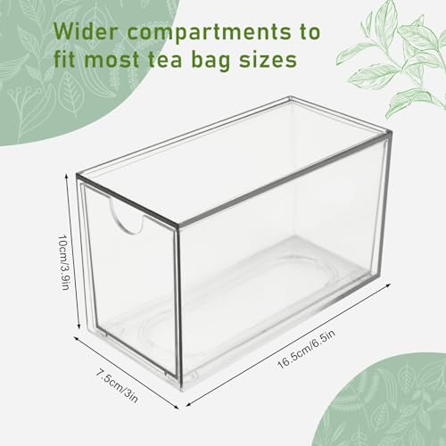 Mevtok Clear Stackable Tea Bag Drawer Organizer (2-Pack)