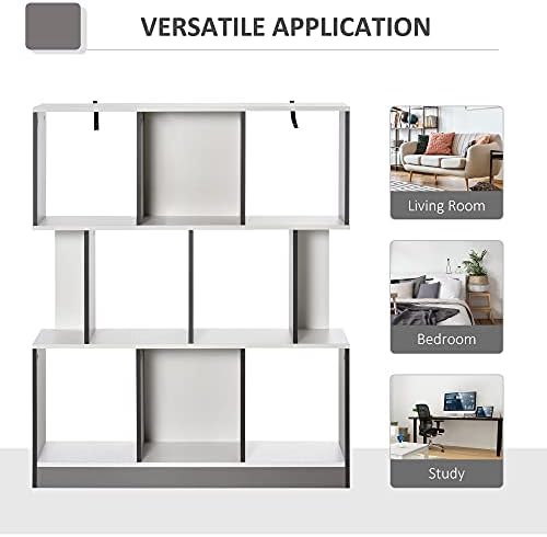 HOMCOM 3-Tier 8-Cube Home Office Display Unit Bookcase Shelving Unit Contemporary Stylish Versatile Freestanding w/ Anti-Tipping Safety Grey White