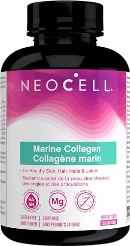 Neocell Marine Collagen, Collagen Capsules, Type 1 & 3 Hydrolyzed Collagen with Hyaluronic Acid & Vitamin C, 120 Capsules