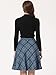 Allegra K Women's Plaids Vintage Tartan Elastic Waist Knee Length A-Line Skirt Large Grey Blue
