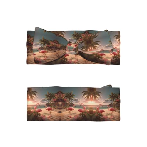 Flamingo Beach Picture Baby Bow Headband - Super Stretchy Soft Bows Hair Accessories for Newborn Infant Toddlers Kids Girls - Elastic and Skin-Friendly2