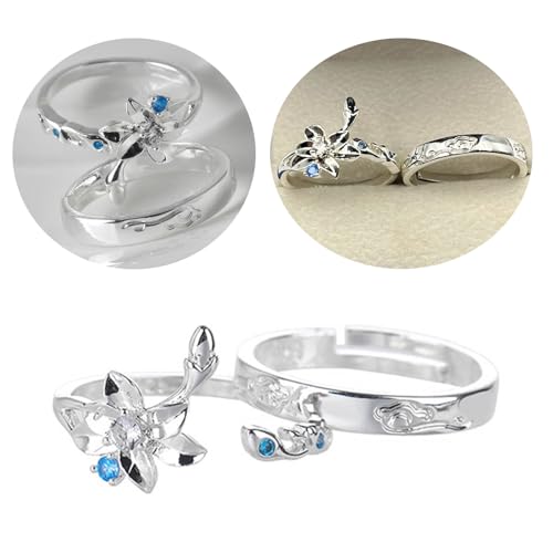 2 PCS Anime Couple Rings Adjustable Rings Anime Finger Rings Alloy Grandmaster Demonic Cultivation Set for Fans, Lan Wangji 12