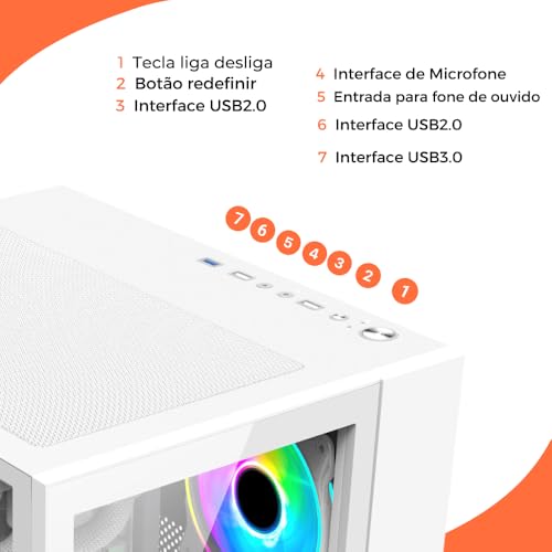 Gabinete Pc Gamer Aquário Vidro Temperado Com Filtro Poeira Titorion - Gb001 (Branco) - Imagem 3