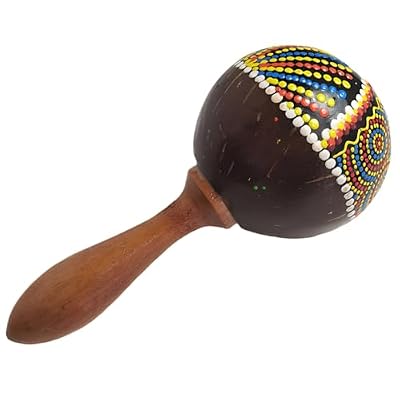 Coconut Shell Maraca, Portable Wooden Sand Hammer Musical Instrument, Handheld Shaker Percussion Instrument, Easy to Play, Colorful Maraca for Parties and Gatherings