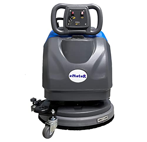 Emotor Walk Behind 15\" Brush Floor Scrubber Machine, Battery Powered Hand-Push Commercial Industrial Floor Scrubber Machine 34.65\'\'X22.83\'\'X26.77\'\' (Blue)