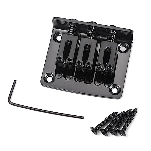 Levemolo Vintage Guitar Bridge Set Ga701d Metal Three String Guitar Bridge 4 Screws for Jazz or Metal Construction Black