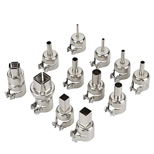 Hot Air Gun, 12pcs Steel Heat Nozzles Kit for 850 Hot Air Soldering Station Repair Tool Accessory - Heat Resisting