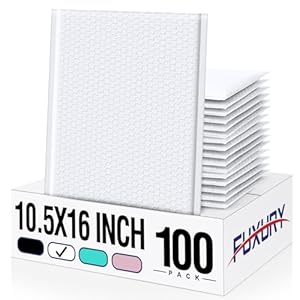 Fuxury 100 Pack Bubble Mailers 10.5×16″ Thick Padded Envelopes Large Mailing Envelopes Opaque Bubble Padded Cushioning Mailers Bubble Bags for Packaging Small Business#5 White