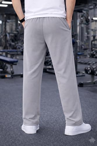Image of Mack Jonney Men's Track Pants with Neon Yellow Side Stripe | Regular Fit Gym & Sports Lower | Activewear Training Joggers with Drawstring-M7961