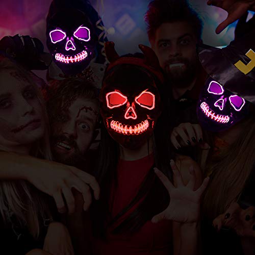 Kiboule Máscara de festa de Halloween Máscara de flash assustador de LED EL Line Light Mask Cosplay