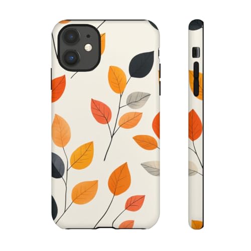 Coque rigide mate iPhone 11 orange au motif feuilles d'automne protège votre smartphone