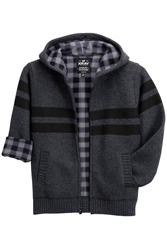 X RAY Boys (6-12) Full Zip Fleece Flannel Lining Sweater with Hood, Kids Knit Sweater for Spring, Fall and Winter3