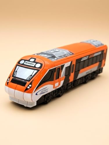 Image of Vande Bharat Express for Kids - Indian Rail Toy Model for Boys Girls Age 3+ - Nav Bharat Express Bullet Train with Pull Back Action - Big Size Train Toy (Saffron)